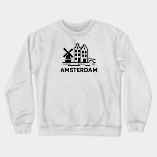 Amsterdam Skyline Minimalist Shirt Windmill Dutch Cityscape Crewneck Sweatshirt